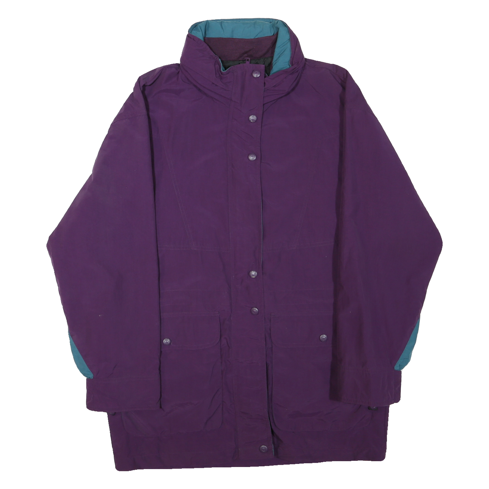 WOOLRICH Womens Purple & Teal Outdoor Jacket S Polyester Blend Zip Pocketed