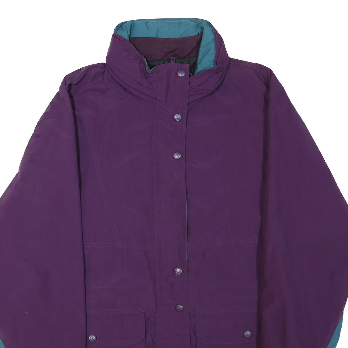 WOOLRICH Womens Purple & Teal Outdoor Jacket S Polyester Blend Zip Pocketed