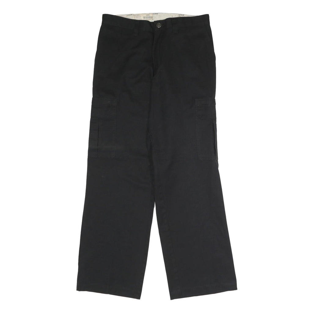 DICKIES Mens Polyester Blend Black Regular Straight Trousers W32 L32 Workwear