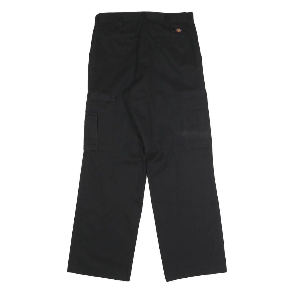 DICKIES Mens Polyester Blend Black Regular Straight Trousers W32 L32 Workwear