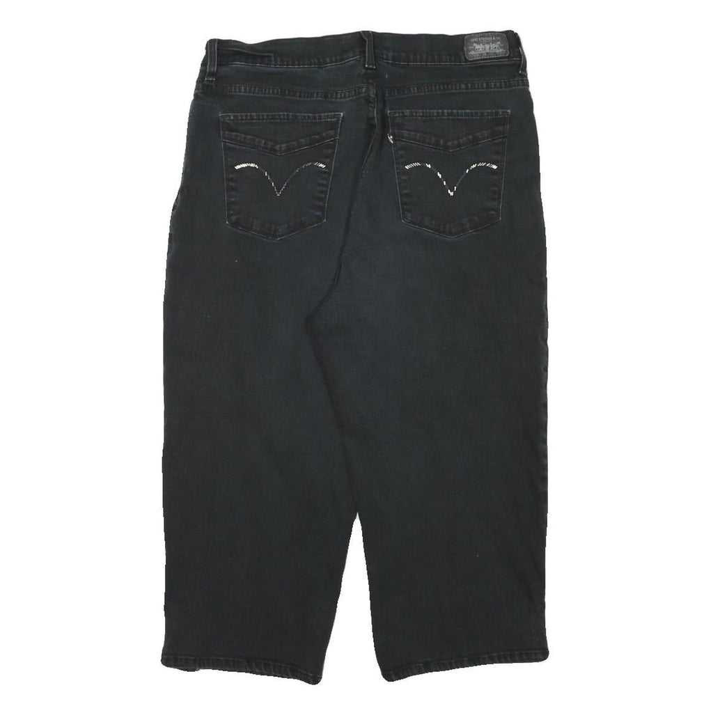 LEVI'S Womens Black Denim Casual Shorts L W30 Classic Fit Button Closure