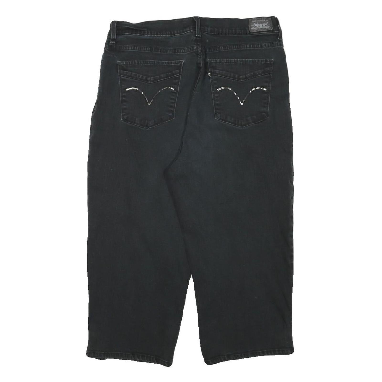 LEVI'S Womens Black Denim Casual Shorts L W30 Classic Fit Button Closure