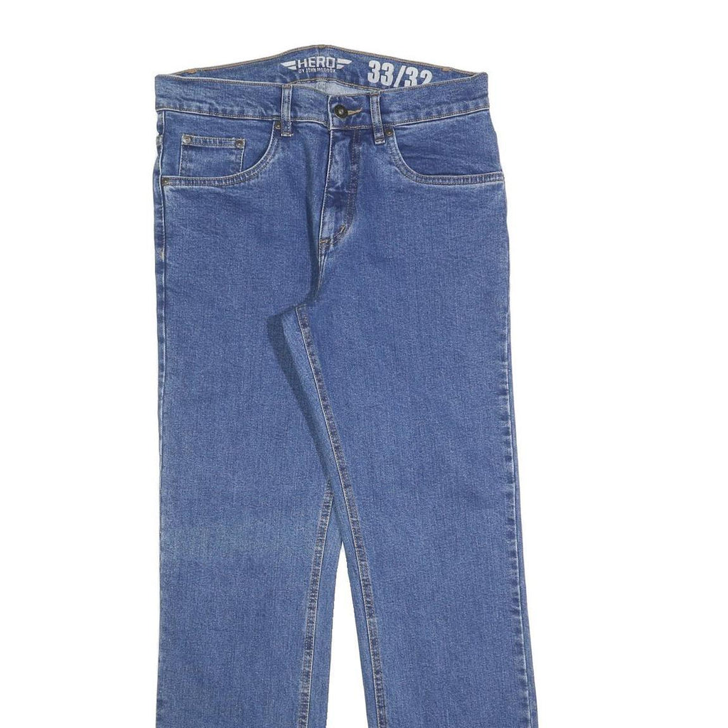 HERO BY JOHN MEDDOX Mens Jeans Blue Regular Straight Denim Medium W33 L32