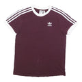 ADIDAS Womens Maroon & White Classic T-Shirt UK 6 Short Sleeve Crew Neck Cotton