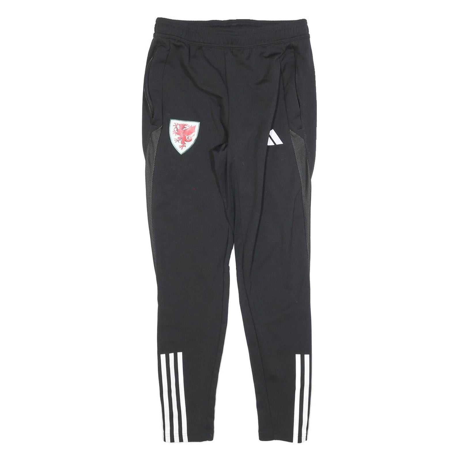 ADIDAS Mens Joggers Black S W26 L28 Slim Tapered Three Stripe Athletic Track