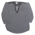 H&M Womens Printed Blouse Black V-Neck Long Sleeve Fair Isle S