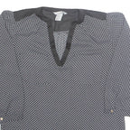 H&M Womens Printed Blouse Black V-Neck Long Sleeve Fair Isle S