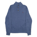 POLO RALPH LAUREN Mens Blue Pullover Plain Half Button Crew Neck Regular L