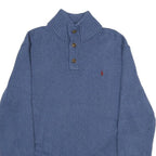 POLO RALPH LAUREN Mens Blue Pullover Plain Half Button Crew Neck Regular L