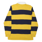 CLUB ROOM Mens Yellow & Navy Striped Long Sleeve Polo Shirt S Casual Cotton