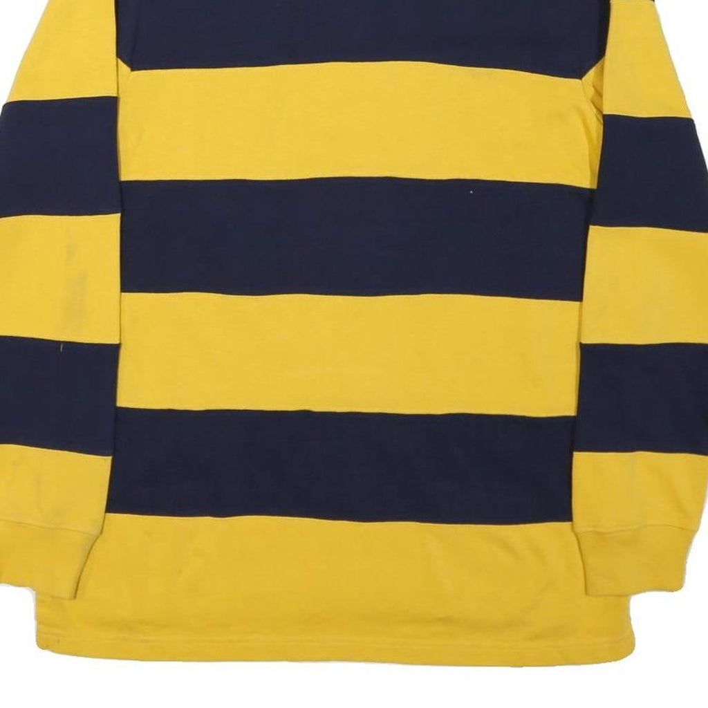 CLUB ROOM Mens Yellow & Navy Striped Long Sleeve Polo Shirt S Casual Cotton