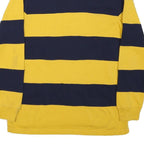 CLUB ROOM Mens Yellow & Navy Striped Long Sleeve Polo Shirt S Casual Cotton