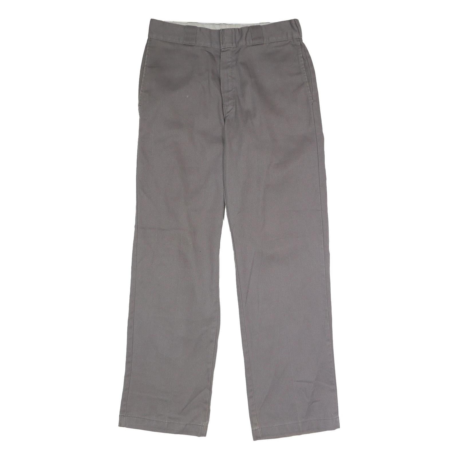 DICKIES Mens Polyester Blend Classic Grey Trousers W32 L32 Workwear Zip Closure