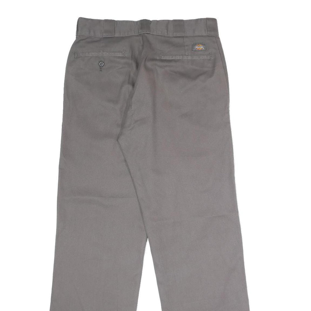 DICKIES Mens Polyester Blend Classic Grey Trousers W32 L32 Workwear Zip Closure