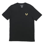 TRUE RELIGION Mens Black & Gold Graphic T-Shirt M Short Sleeve Crew Neck Guitar