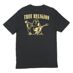 TRUE RELIGION Mens Black & Gold Graphic T-Shirt M Short Sleeve Crew Neck Guitar