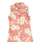 CARIBBEAN JOE Womens Coral Floral Rayon Sleeveless Polo Dress M Summer Beachwear