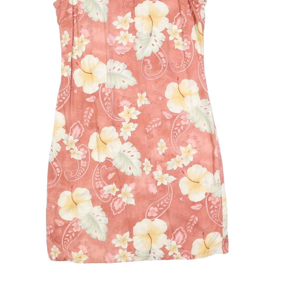 CARIBBEAN JOE Womens Coral Floral Rayon Sleeveless Polo Dress M Summer Beachwear