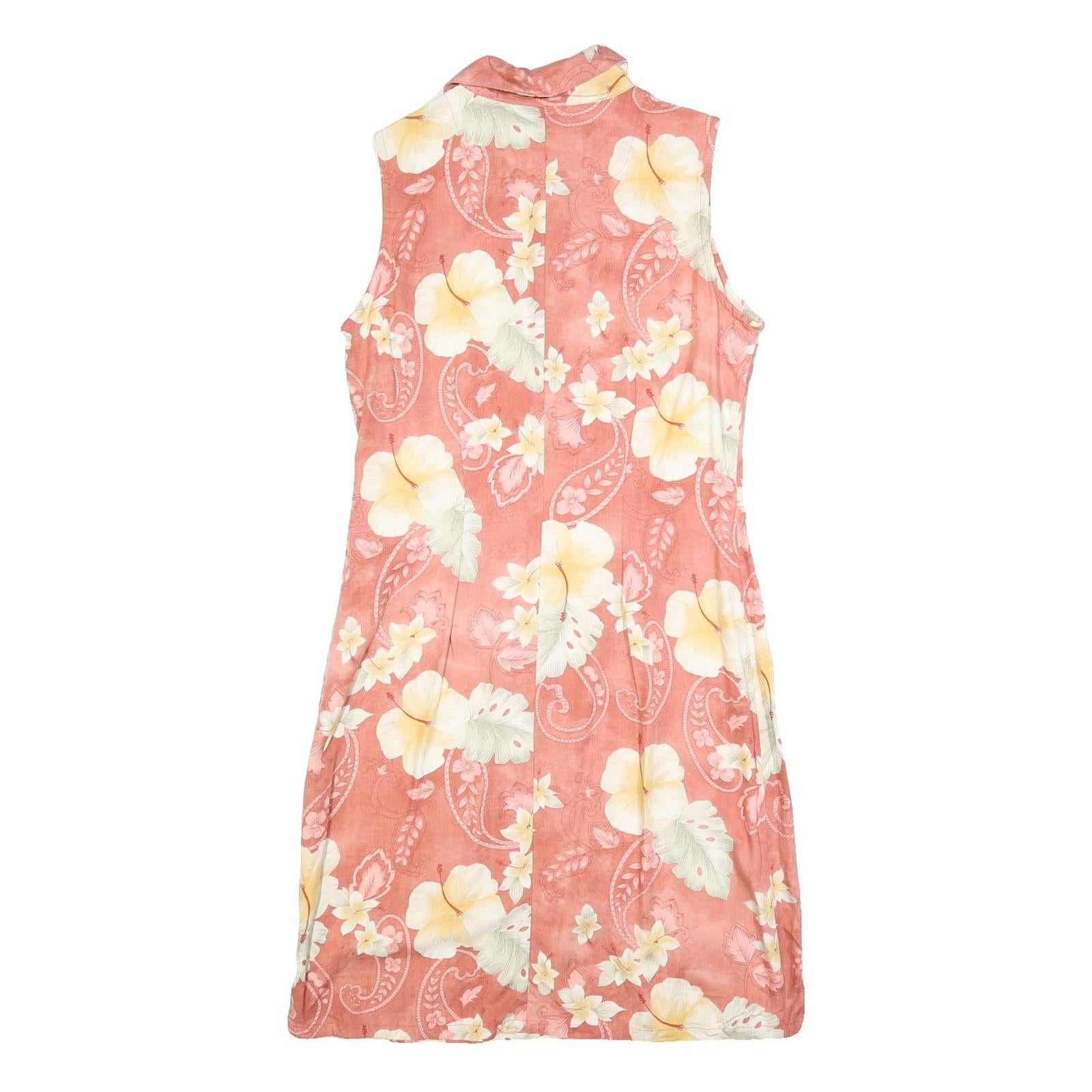 CARIBBEAN JOE Womens Coral Floral Rayon Sleeveless Polo Dress M Summer Beachwear