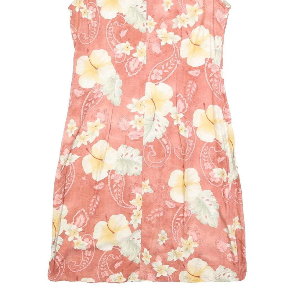 CARIBBEAN JOE Womens Coral Floral Rayon Sleeveless Polo Dress M Summer Beachwear