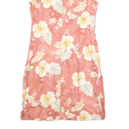 CARIBBEAN JOE Womens Coral Floral Rayon Sleeveless Polo Dress M Summer Beachwear