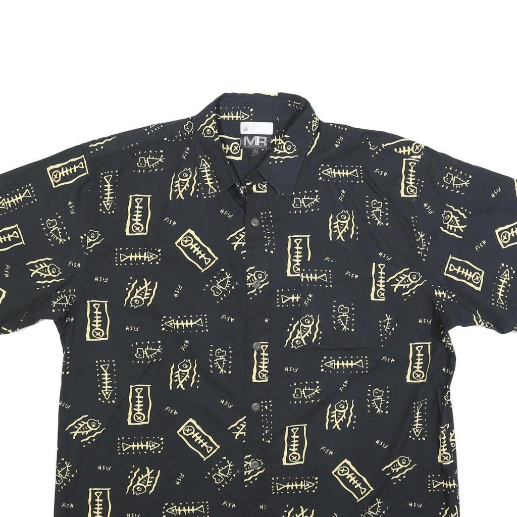 MEL RICHMAN Mens Black & Beige Cotton Blend Shirt 2XL Casual Short Sleeve