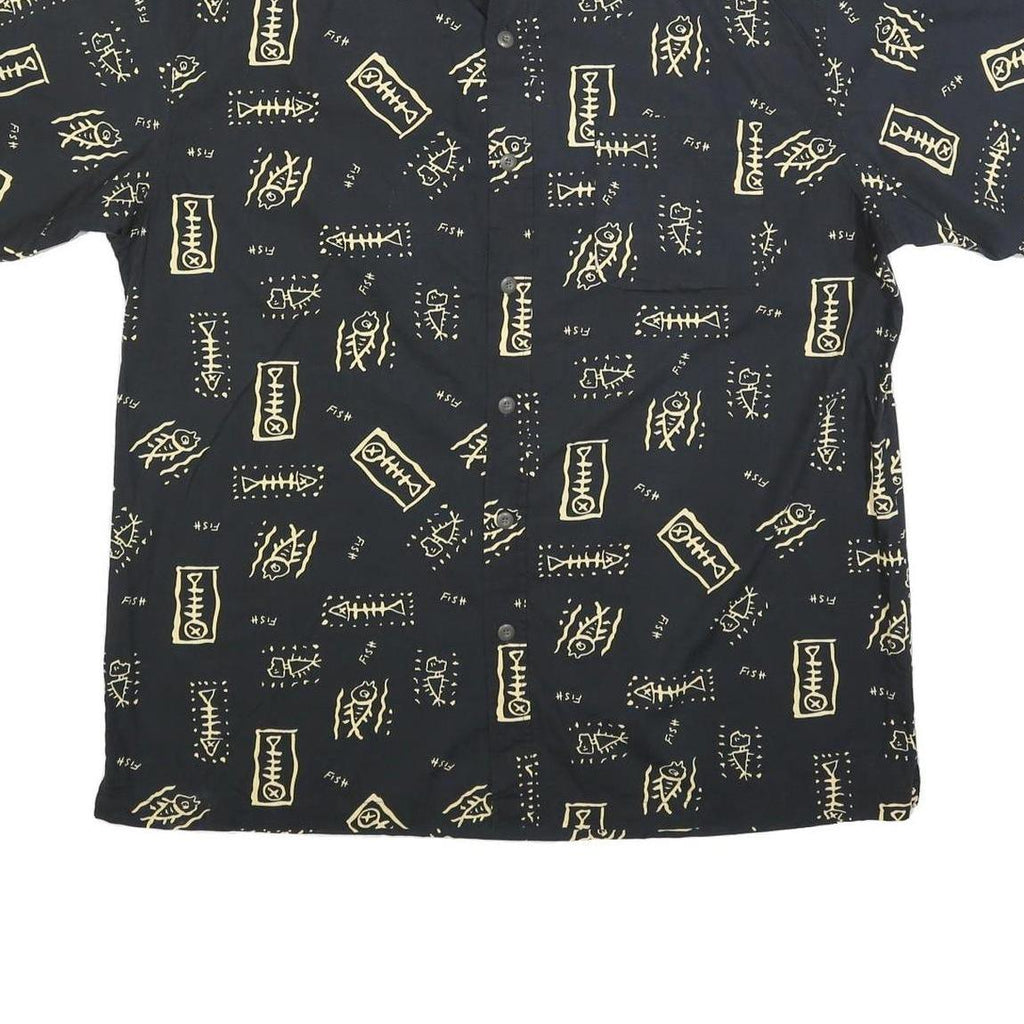 MEL RICHMAN Mens Black & Beige Cotton Blend Shirt 2XL Casual Short Sleeve