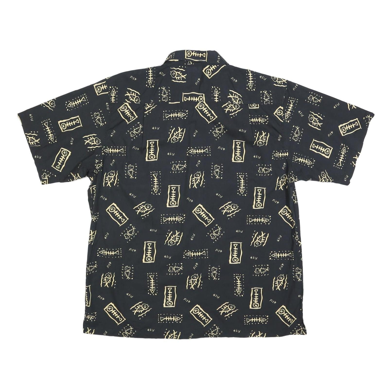 MEL RICHMAN Mens Black & Beige Cotton Blend Shirt 2XL Casual Short Sleeve