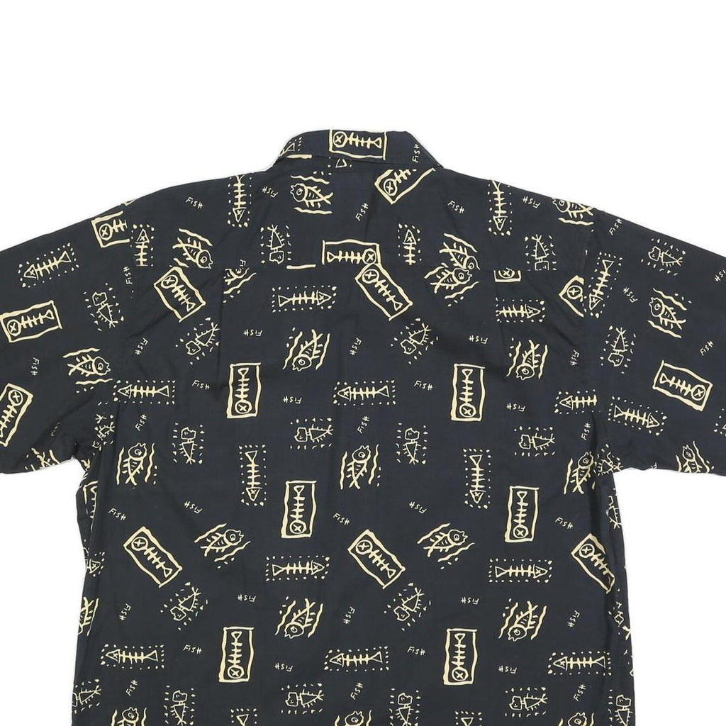 MEL RICHMAN Mens Black & Beige Cotton Blend Shirt 2XL Casual Short Sleeve