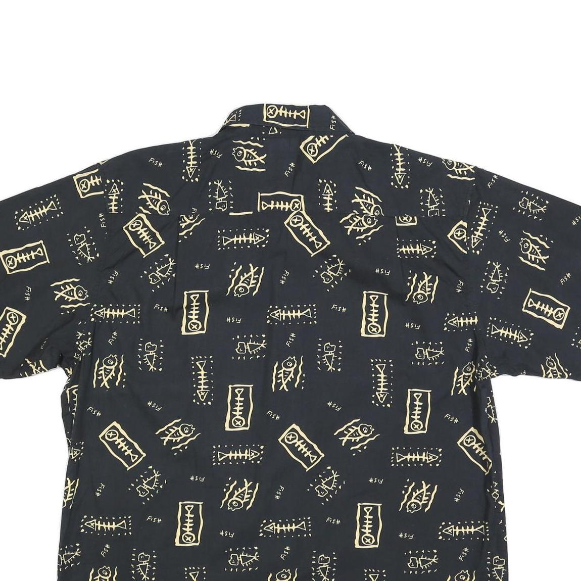 MEL RICHMAN Mens Black & Beige Cotton Blend Shirt 2XL Casual Short Sleeve