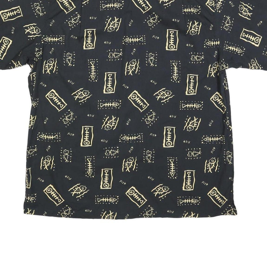 MEL RICHMAN Mens Black & Beige Cotton Blend Shirt 2XL Casual Short Sleeve