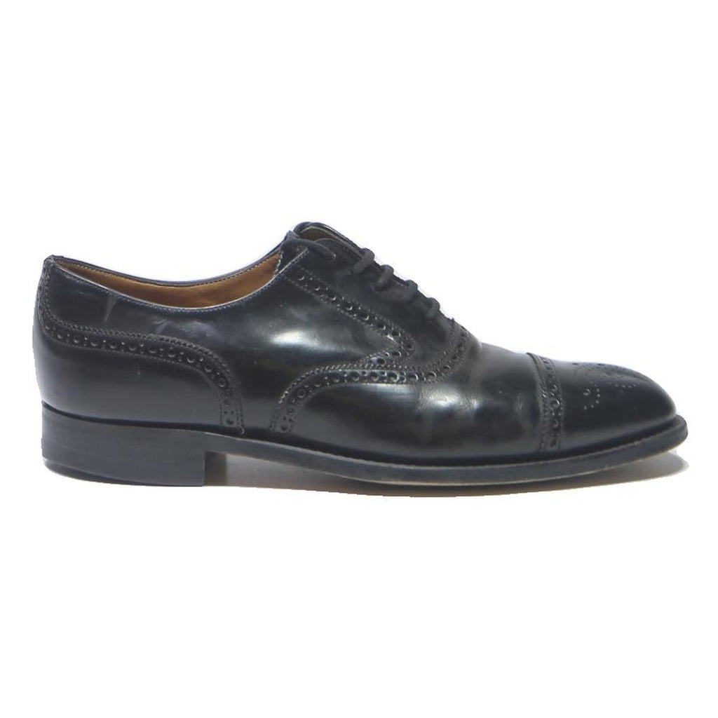 Mens Black Leather Brogue Dress Shoes UK 7 Classic Timeless Formal Footwear