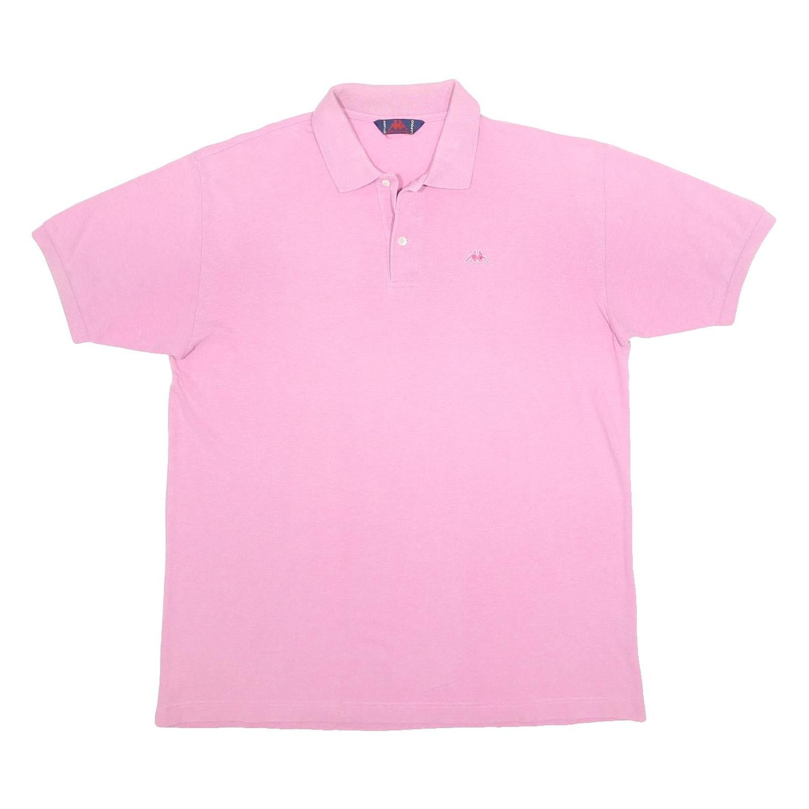 KAPPA Mens Pink Short Sleeve Plain XL Polo Shirt Cotton Casual Sportswear