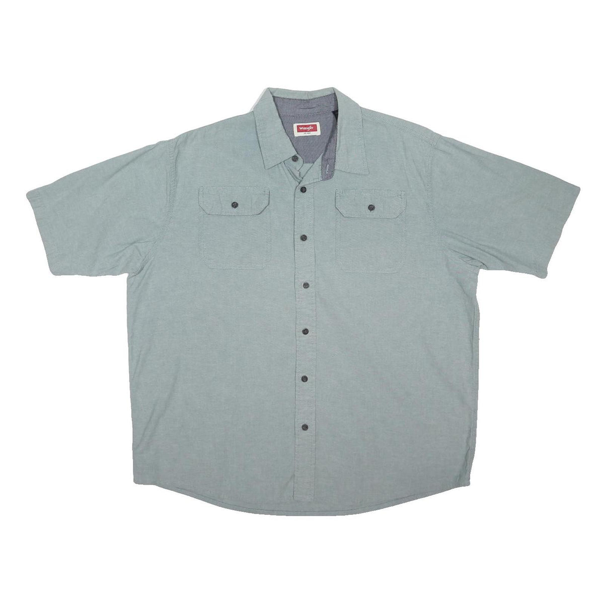 WRANGLER Mens Blue Cotton Blend Casual Shirt XL Short Sleeve Button Pocket
