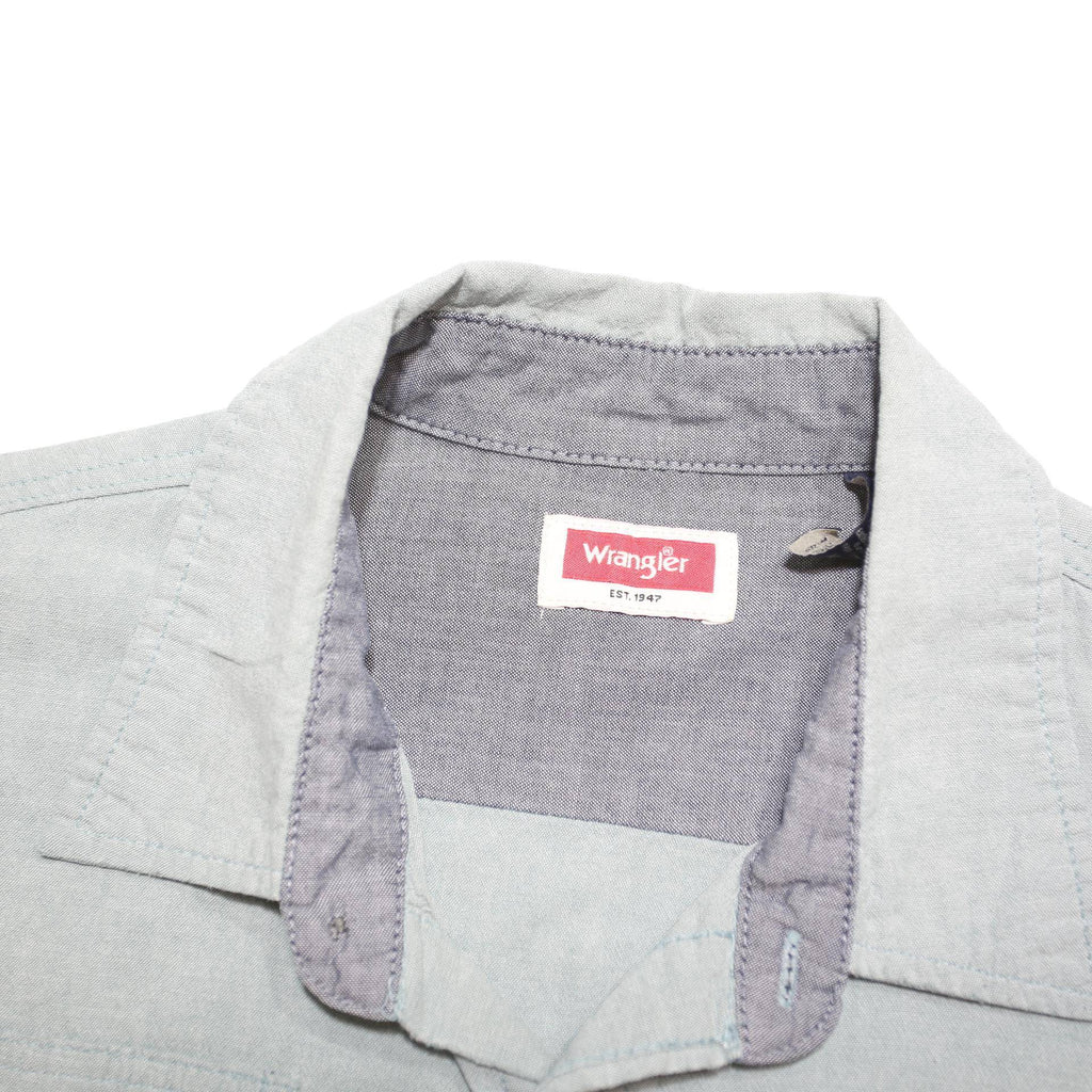 WRANGLER Mens Blue Cotton Blend Casual Shirt XL Short Sleeve Button Pocket