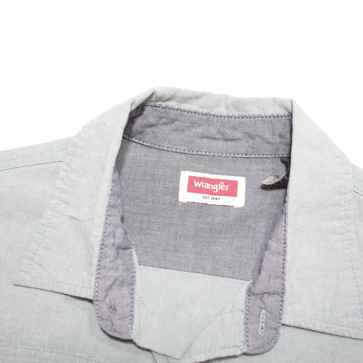 WRANGLER Mens Blue Cotton Blend Casual Shirt XL Short Sleeve Button Pocket