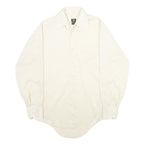 Mens White Plain Polyester Blend Long Sleeve Shirt S Classic Formal Button Down