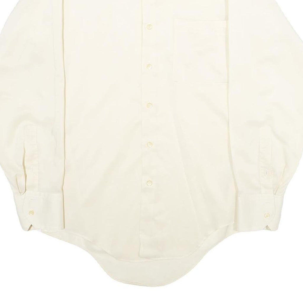 Mens White Plain Polyester Blend Long Sleeve Shirt S Classic Formal Button Down