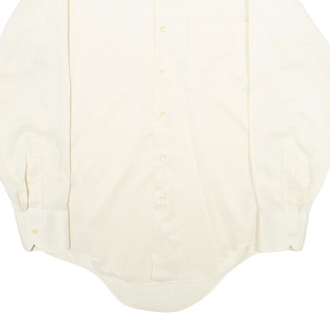 Mens White Plain Polyester Blend Long Sleeve Shirt S Classic Formal Button Down