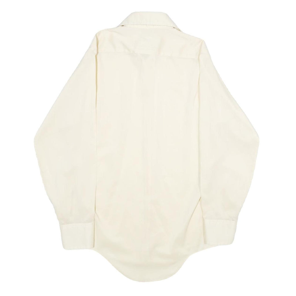 Mens White Plain Polyester Blend Long Sleeve Shirt S Classic Formal Button Down