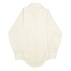 Mens White Plain Polyester Blend Long Sleeve Shirt S Classic Formal Button Down