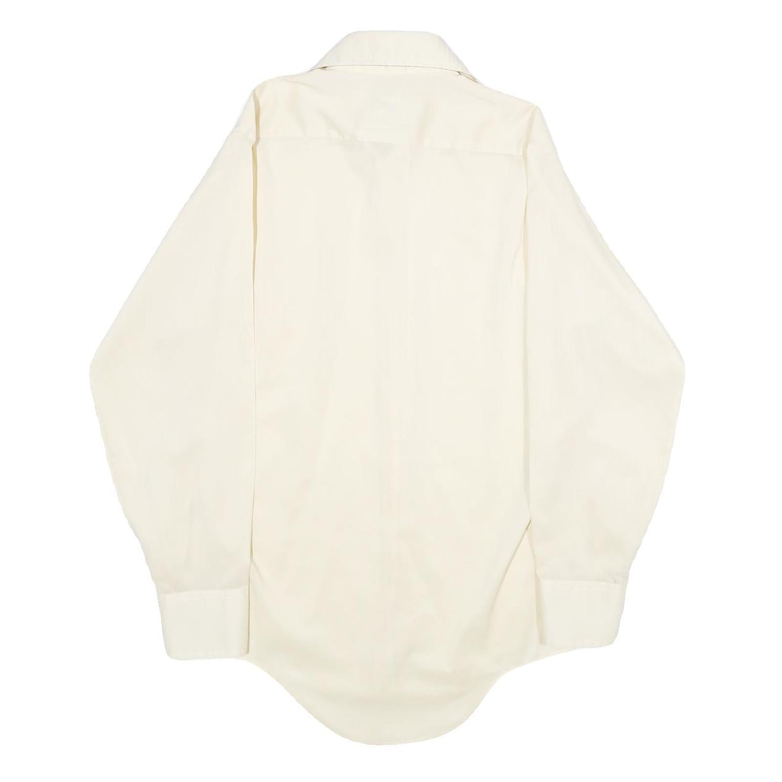 Mens White Plain Polyester Blend Long Sleeve Shirt S Classic Formal Button Down