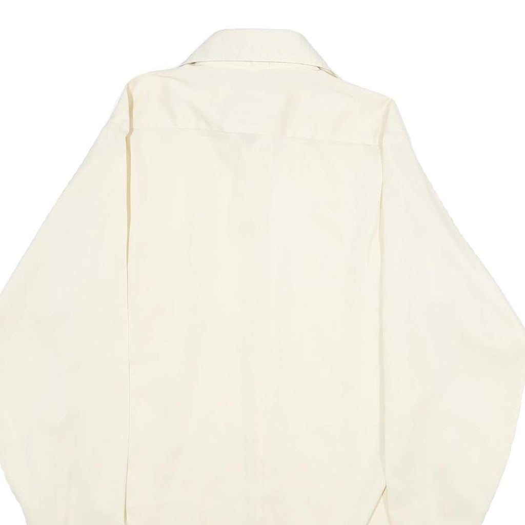 Mens White Plain Polyester Blend Long Sleeve Shirt S Classic Formal Button Down