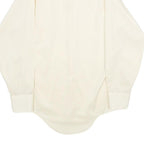 Mens White Plain Polyester Blend Long Sleeve Shirt S Classic Formal Button Down