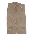 DICKIES Mens Cotton Blend Beige Regular Fit Straight Trousers W34 L32 Workwear