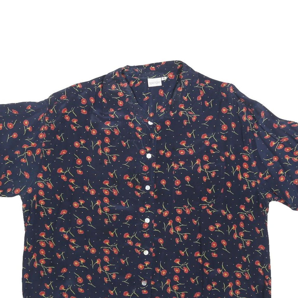 SPENGLER Womens Navy & Red Floral Shirt XL Casual Button Front Relaxed Fit