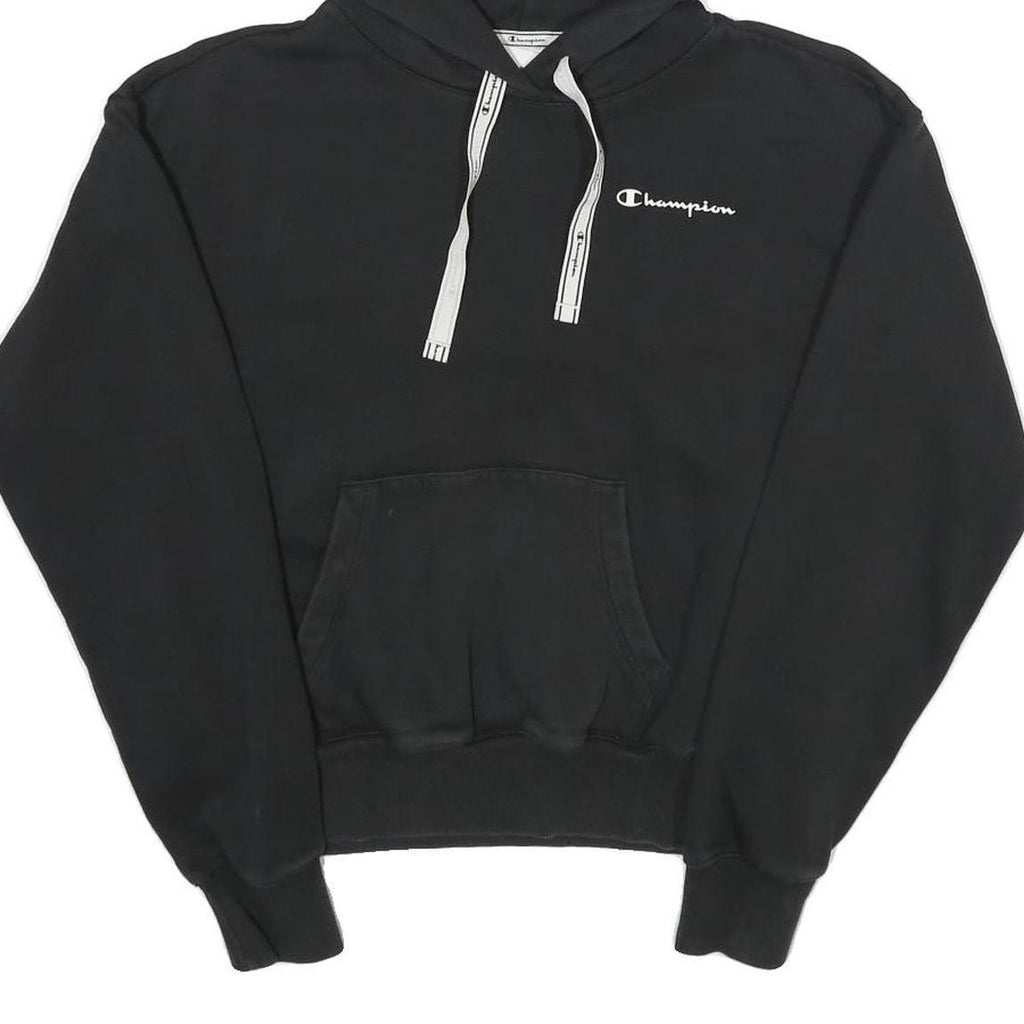 CHAMPION Womens Black Hoodie L Cotton Blend Pullover Drawstring Hood