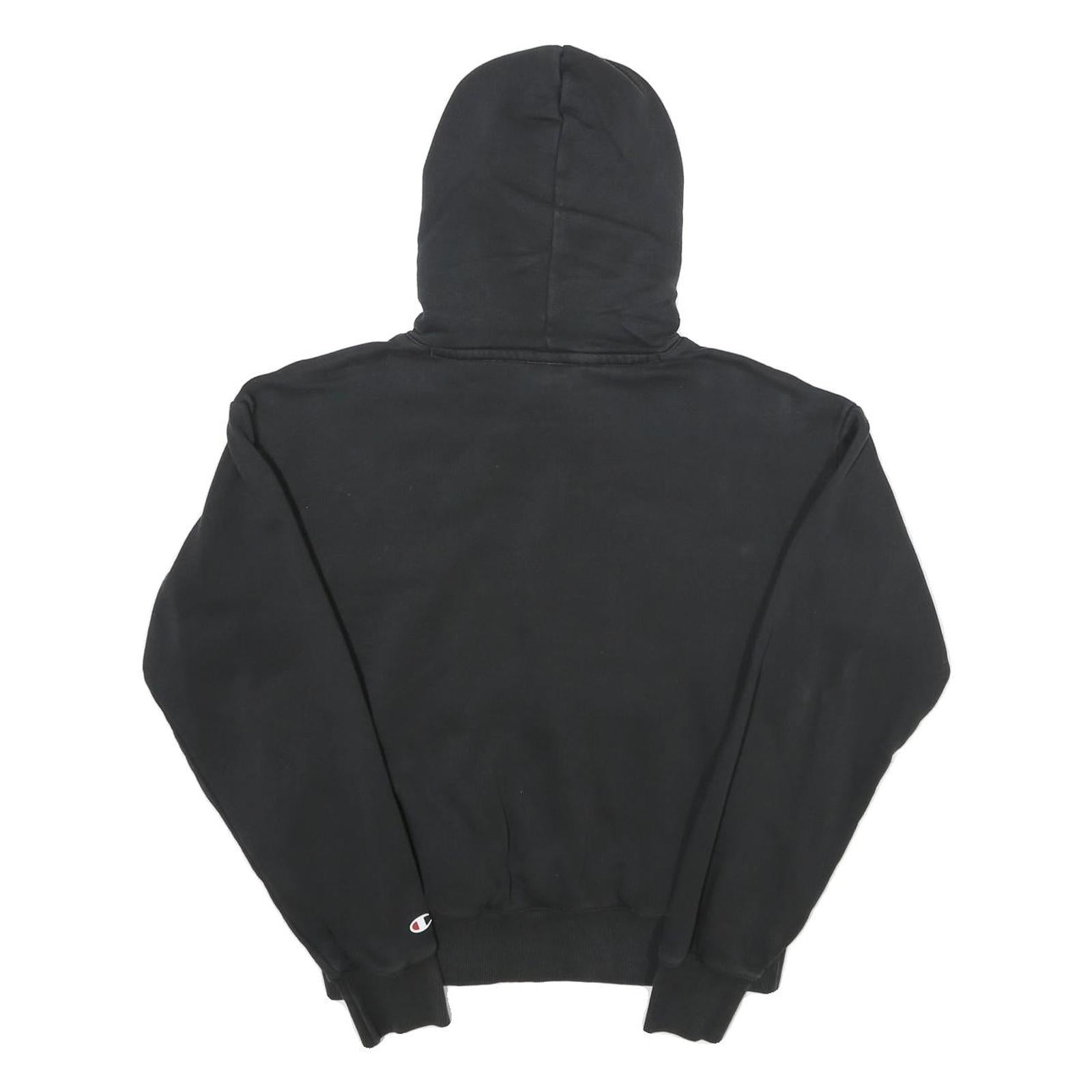 CHAMPION Womens Black Hoodie L Cotton Blend Pullover Drawstring Hood