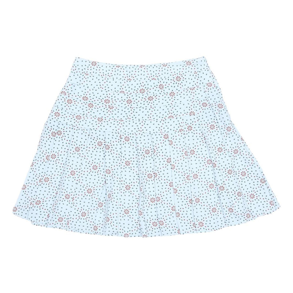 KENZO Womens Blue Floral Pleated Mini Skirt Polyester Blend M Designer