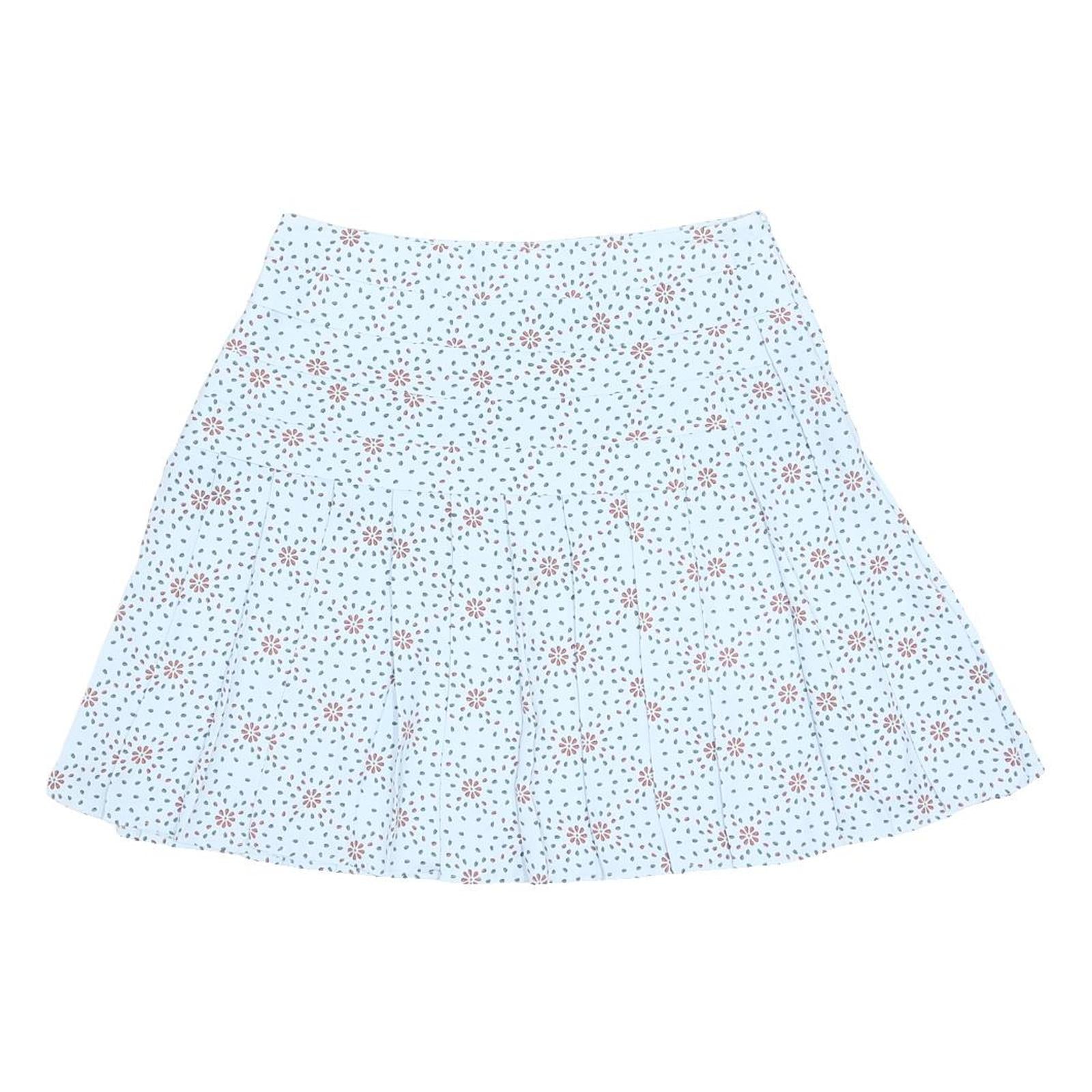 KENZO Womens Blue Floral Pleated Mini Skirt Polyester Blend M Designer